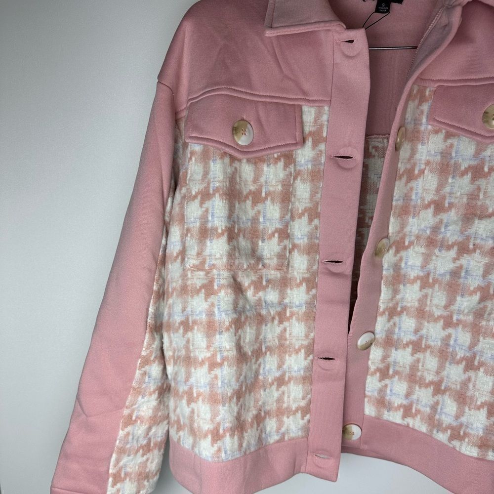 Blush pink houndstooth shacket - Picture 8 of 14